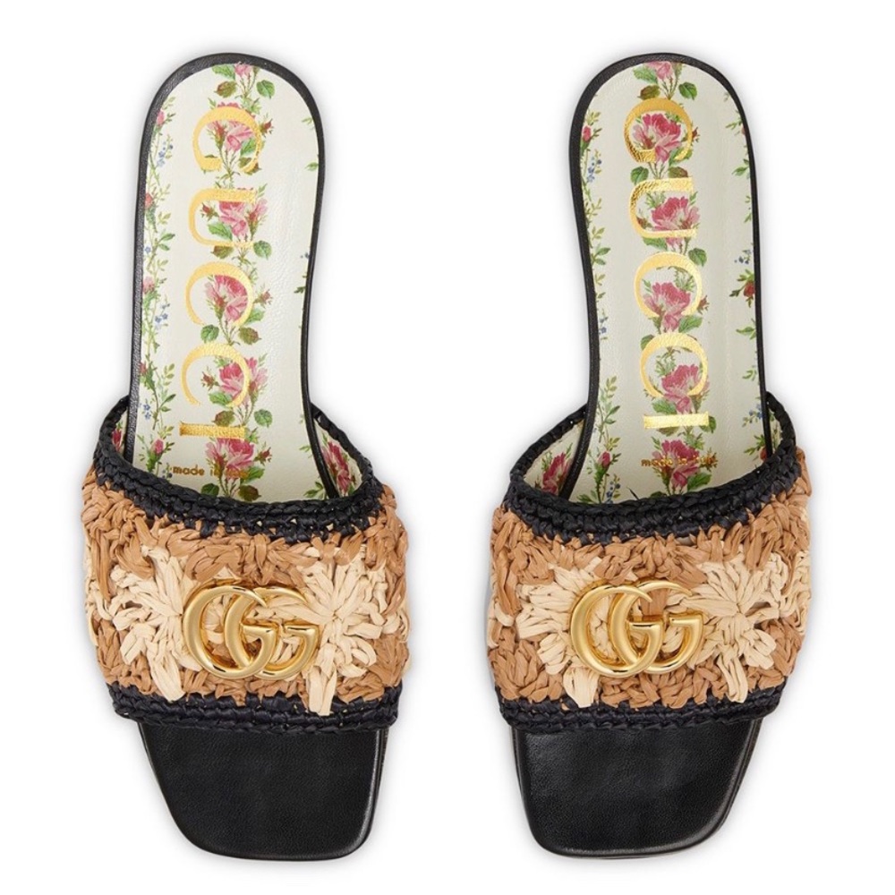 Gucci Raffia crochet flower sandal-Size 9.5